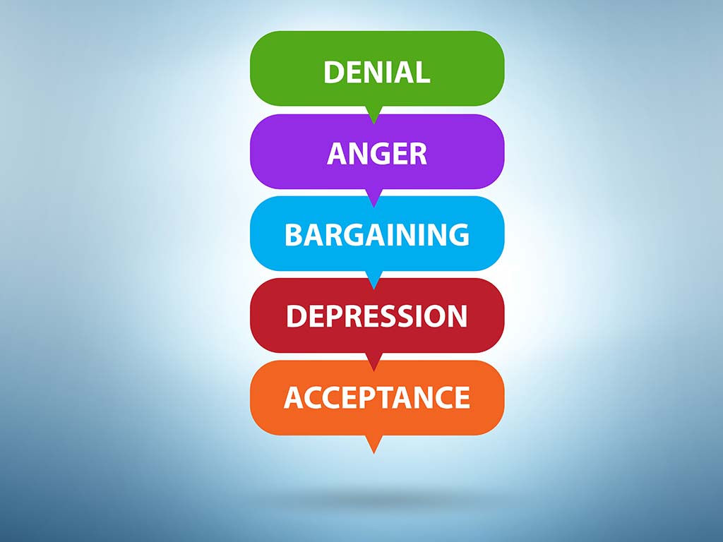The five stages of grief, denial, anger, bargaining, depression, and acceptance. Get counseling for grief, Honolulu HI.